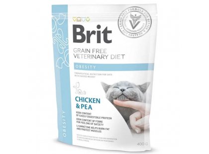 Фото - ветеринарные корма Brit Veterinary Diet Cat Grain Free Obesity Chicken & Pea беззерновой сухой корм для кошек c избыточным весом КУРИЦА и ГОРОХ