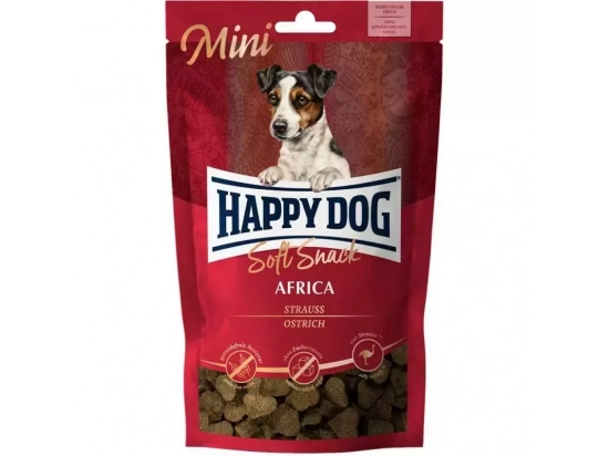 Фото - ласощі Happy Dog (Хепі Дог) SOFTSNACK MINI AFRICA ласощі для собак малих порід СТРАУС І КАРТОПЛЯ