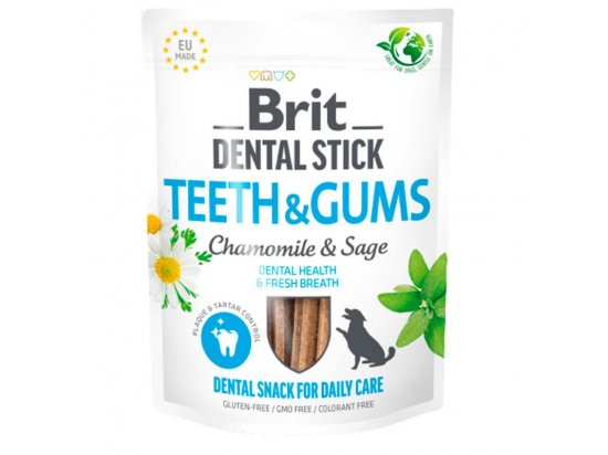 Фото - ласощі Brit Care Dog Dental Stick Teeth and Gums Chamomile & Sage ласощі для собак для здорових ясен та зубів РОМАШКА та ШАВЛІЯ