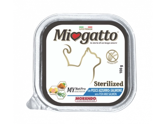 Фото - вологий корм (консерви) Morando MioGatto (Морандо Міогатто) Sterilised беззернові консерви для стерилізованих кішок З ЛОСОСЕМ