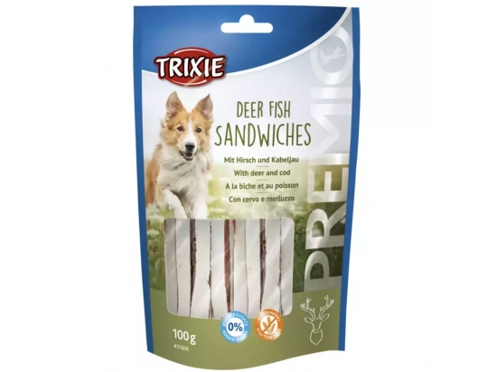 Фото - лакомства Trixie DEER FISH SANDWICHES лакомство для собак, сендвичи ОЛЕНИНА И ТРЕСКА (31868)