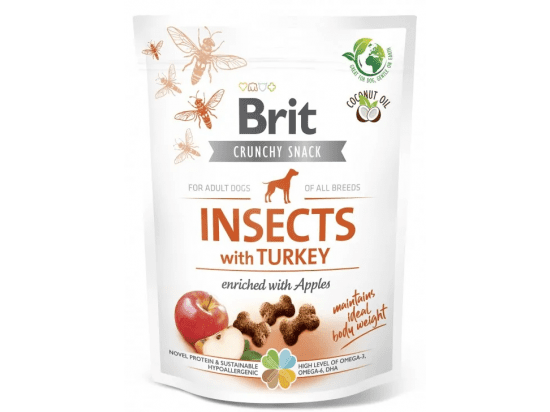 Фото - ласощі Brit Care Dog Crunchy Cracker Insects, Turkey & Apples ласощі для підтримання ваги собак КОМАХИ, ІНДИЧКА та ЯБЛУКА