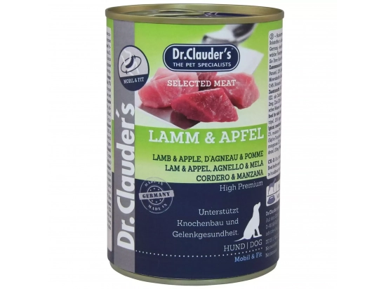 Фото - влажный корм (консервы) Dr.Clauder's (доктор Клаудер) Selected Meat Lamb & Apple консервы для собак, ЯГНЕНОК И ЯБЛОКО