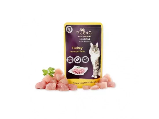 Фото - влажный корм (консервы) Nuevo (Нуэво) Sensitive Turkey monoprotein монопротеиновые консервы для кошек с чувствительным пищеварением ИНДЕЙКА