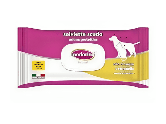 Фото - лікувальна косметика Inodorina Funzionale Scudo серветки від бліх та кліщів для собак і кішок з ароматом олії ним та цітронели