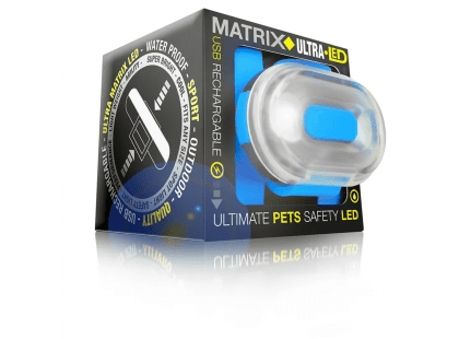Фото - амуніція Max & Molly Urban Pets Matrix Ultra LED Safety Light Sky Blue/Hanging Pack світлодіодний ліхтарик на нашийник для собак, блакитний