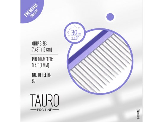 Фото - гребінці, щітки, граблі Tauro (Тауро) Pro Line Ultra Light Line гребінець з алюмінієвою ручкою та зубчиками з нержавіючої сталі, фіолетовий