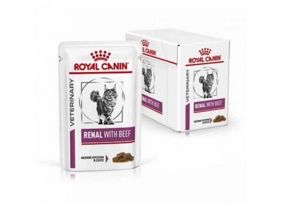 Фото - ветеринарные корма Royal Canin RENAL BEEF лечебные консервы для кошек c почечной недостаточностью