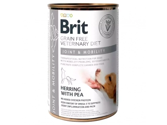 Фото - ветеринарные корма Brit Veterinary Diets Dog Grain Free Joint and Mobility Herring & Pea консервы для здоровья суставов собак СЕЛЬДЬ И ГОРОХ