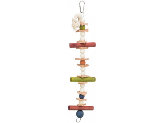 Фото - іграшки Trixie Натуральна дерев'яна іграшка для птахів із мотузкою, шкірою та перлами (58984)