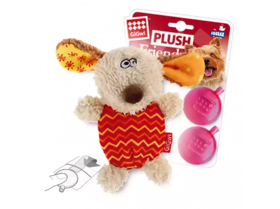 Фото - іграшки GiGwi (Гігві) Plush Friendz СОБАЧКА іграшка для собак з пищалкою, 13 см