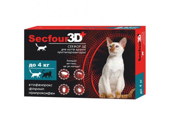 Фото - от блох и клещей Secfour 3D (Секфор 3Д) Капли для кошек от блох и клещей