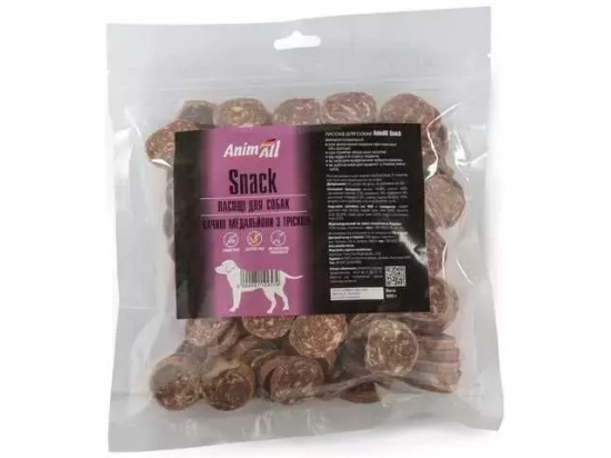 Фото - ласощі AnimAll Snack качині медальйони з тріскою для собак