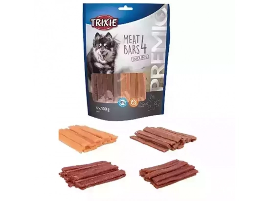 Фото - ласощі Trixie 4 MEAT BARS ласощі для собак (курка/качка/ягня/лосось), 400 г (31853)