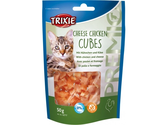 Фото - лакомства Trixie Premio Cheese Chicken Cubes лакомство курица и сыр сушеные для кошек (42717)
