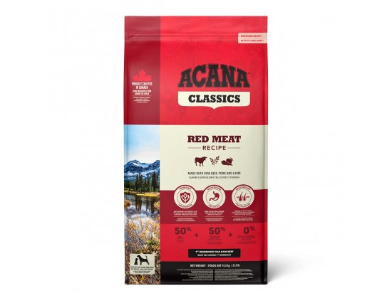 Фото - сухий корм Acana Classics Red Meat Recipе корм для собак всіх порід і всіх етапів життя, ЯЛОВИЧИНА, ЯГНЯ, СВИНИНА