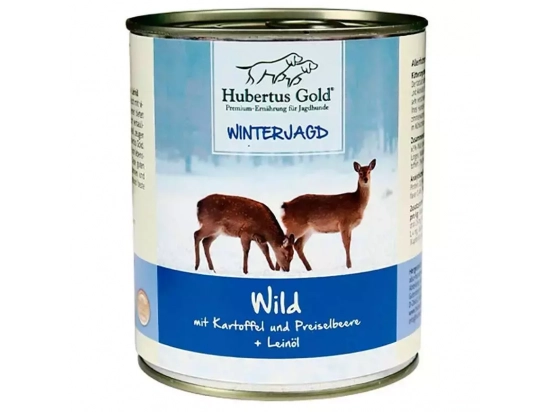 Фото - вологий корм (консерви) Hubertus Gold (Хубертус Голд) WILD MIT KARTOFFEL консерви для собак з дичиною, картоплею, брусницею та лляною олією