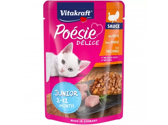 Фото - вологий корм (консерви) Vitakraft (Вітакрафт) Poesie Delice Junior вологий корм для кошенят, індичка в соусі
