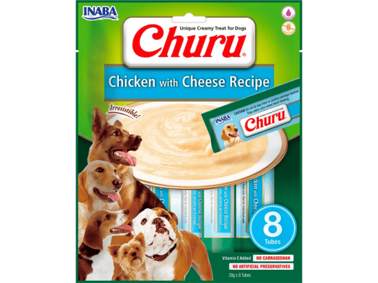 Фото - ласощі Inaba Dog Churu Chicken and Cheese ласощі для собак вершковий мус КУРКА та СИР