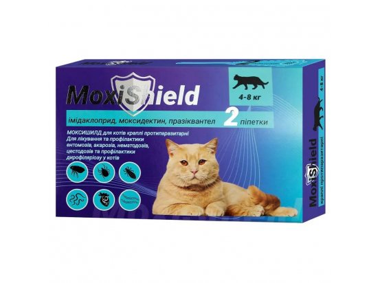 Фото - від бліх та кліщів MoxiShield (Моксишилд) Краплі від бліх, кліщів та гельмінтів для кішок