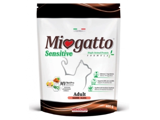 Фото - сухий корм Morando MioGatto (Морандо Міогатто) Sensitive Monoprotein сухий монопротеїновий корм для кішок З ЛОСОСЕМ