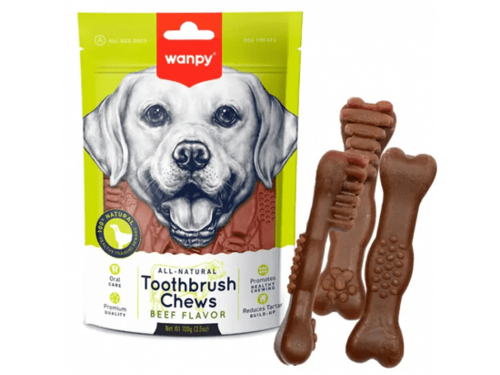 Фото - ласощі Wanpy (Ванпі) Toothbrush Chews Beef ласощі у формі зубної щітки для собак ЯЛОВИЧИНА
