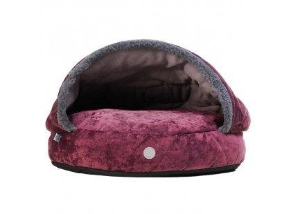 Фото - лежаки, матраси, килимки та будиночки Harley & Cho COVER PLUSH CHERRY лежак з капюшоном для собак, вишневий