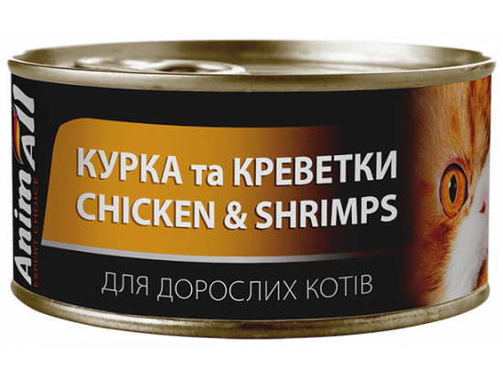 Фото - вологий корм (консерви) AnimAll Chicken & Shrimps вологий корм для котів КУРКА та КРЕВЕТКИ