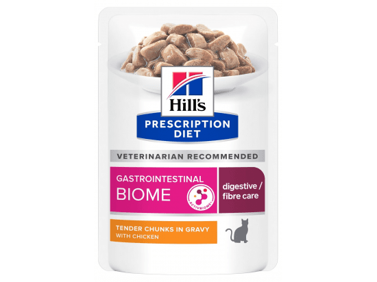 Фото - ветеринарные корма Hill's Prescription Diet Gastrointestinal Biome Chicken влажный корм для кошек при заболеваниях желудочно-кишечного тракта КУРИЦА, пауч