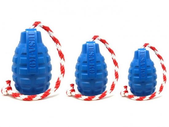 Фото - іграшки SodaPup (Сода Пап) Grenade Reward Toy іграшка для собак ГРАНАТА НА МОТУЗЦІ, синій