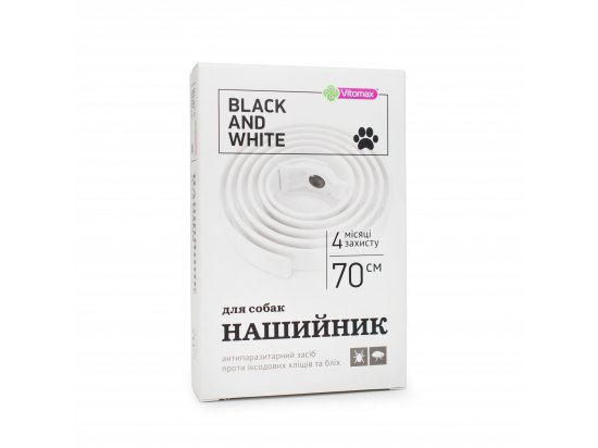Фото - від бліх та кліщів Vitomax Black & White нашийник від бліх та кліщів для собак та кішок, білий