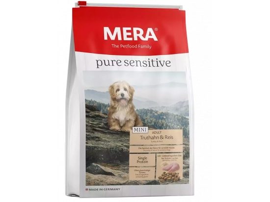 Фото - сухий корм Mera (Мера) Pure Sensitive Mini Adult Turkey & Rice сухий корм для дорослих собак дрібних порід ІНДИЧКА та РИС
