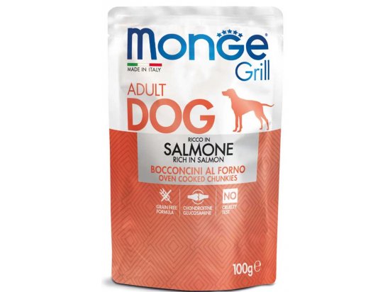 Фото - вологий корм (консерви) Monge Dog Grill Adult Salmon вологий корм для собак ЛОСОСЬ, пауч