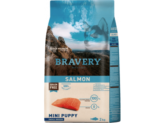 Фото - сухий корм Bravery (Бравері) Mini Puppy Salmon сухий корм для цуценят дрібних порід ЛОСОСЬ