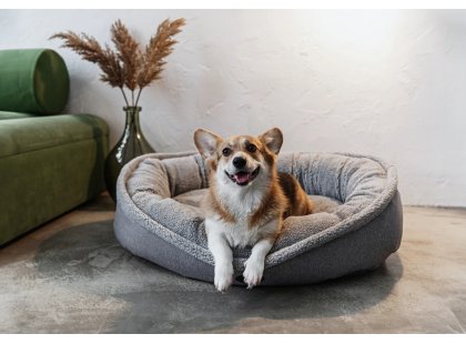 Фото - лежаки, матраси, килимки та будиночки Harley & Cho DONUT FUR GRAY овальний лежак для собак, сірий