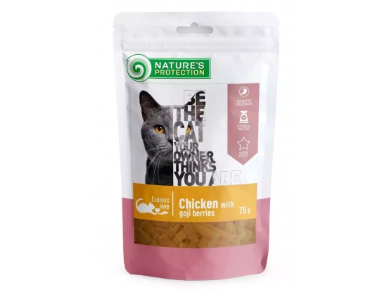 Фото - ласощі Natures Protection (Нейчез Протекшін) Snack For Cats With Chicken And Goji Berries ласощі для котів СНЕКИ З КУРКИ З ЯГОДАМИ ГОДЖІ