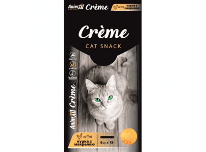 Фото - ласощі AnimAll Cat Snack Creme ласощі у вигляді крему для котів КУРКА ТА МАКРЕЛЬ