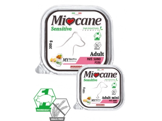 Фото - вологий корм (консерви) Morando MioCane (Морандо Міокане) Sensitive Monoprotein монопротеїнові беззернові консерви для собак З ПРОШУТТО