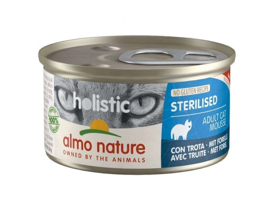 Фото - вологий корм (консерви) Almo Nature Holistic FUNCTIONAL STERILISED TROUT консерви для стерилізованих кішок ФОРЕЛЬ