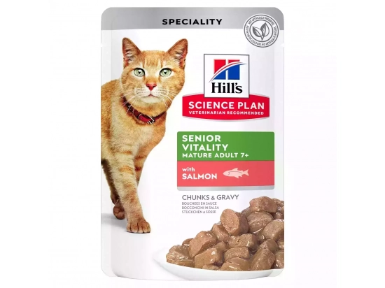 Фото - влажный корм (консервы) Hill's Science Plan Mature Adult Senior Vitality Salmon корм для пожилых кошек ЛОСОСЬ