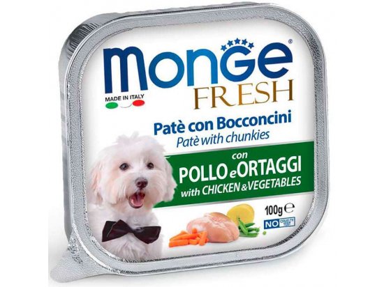 Фото - вологий корм (консерви) Monge Dog Fresh Adult Chicken & Vegetables вологий корм для собак КУРКА та ОВОЧІ, паштет