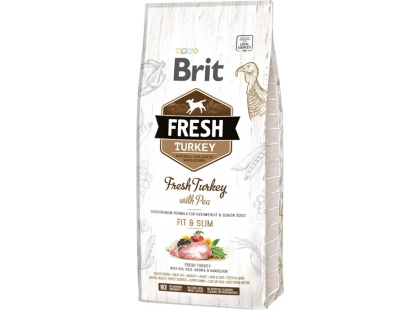 Фото - сухой корм Brit Fresh Dog Adult Fit & Slim Turkey & Pea гипоаллергенный сухой корм для собак с избыточным весом ИНДЕЙКА и ГОРОХОМ