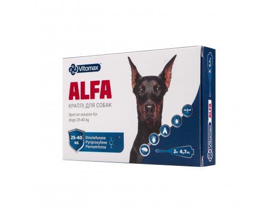 Фото - від бліх та кліщів Vitomax Alfa Протипаразитарні краплі на холку проти бліх та кліщів для собак