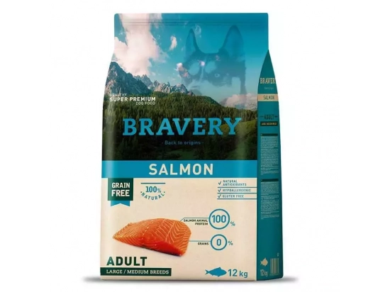 Фото - сухий корм Bravery (Бравері) Adult Large & Medium Salmon сухий корм для дорослих собак середніх та великих порід ЛОСОСЬ