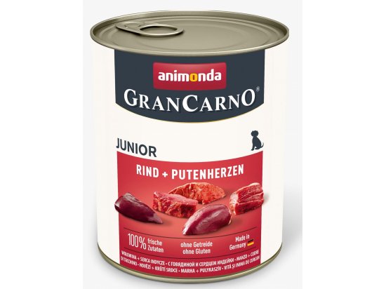 Фото - вологий корм (консерви) Animonda (Анімонда) GranCarno Junior Beef & Turkey hearts вологий корм для цуценят ЯЛОВИЧИНА та ІНДИЧКА