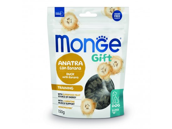 Фото - ласощі Monge Dog Gift Training Adult Duck & Banana ласощі для собак для підтримки м'язової маси КАЧКА та БАНАН