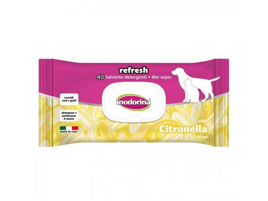 Фото - повсякденна косметика Inodorina Refresh Citronella вологі серветки з цитронеллою для собак та кішок