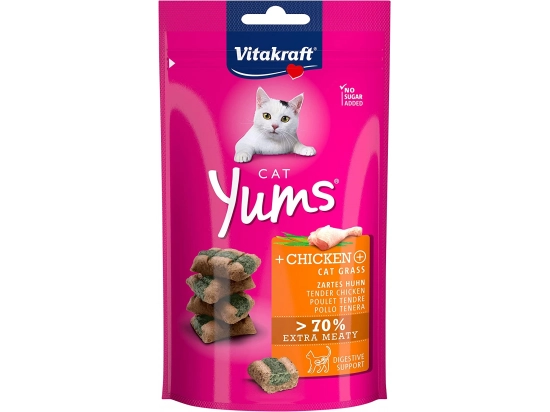 Фото - ласощі Vitakraft (Вітакрафт) Cat Yums Chicken & Cat Grass ласощі для котів КУРКА та КОТЯЧА М'ЯТА