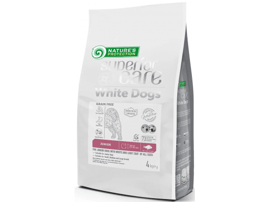 Фото - сухий корм Natures Protection (Нейчез Протекшин) Superior Care White Dogs Grain Free WHITE FISH Junior сухий корм для цуценят з білою шерстю БІЛА РИБА
