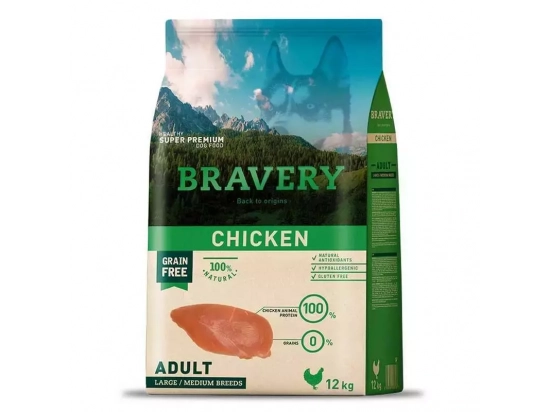 Фото - сухий корм Bravery (Бравері) Adult Large & Medium Chicken сухий корм для дорослих собак середніх та великих порід КУРКА